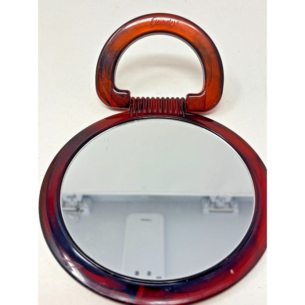Vintage Goody Tortoiseshell Hand Mirror Round Plastic Vanity